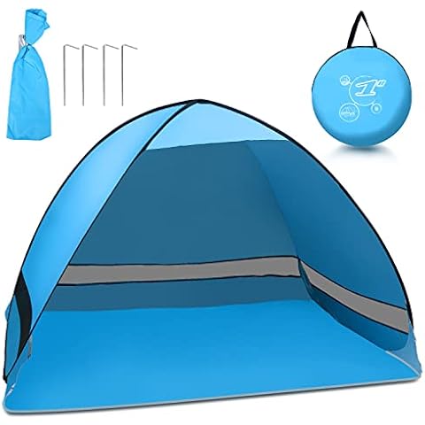 Jopassy Strandmuschel Pop Up, Tragbar Automatisches Strandzelt, Wurfzelt für 2-3 Personen, UV50+ Schutz Sonnenschutz Strand, Campingzelt mit Tragetasche Cover