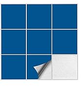 Kiwistar Fliesenaufkleber Enzianblau Seidenmatt - 15 x 15 cm - 25 Stück - Klebefliesen Fliesenmus...