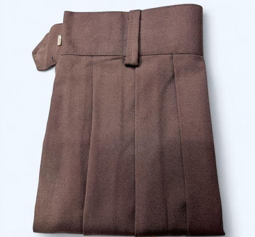 School Uniform Coffee Skirt for Girls, Cotton Polyester Blend Pleated Skirt with Adjustable Waist, Comfortable, Durable & Easy-Care School Wear Skirt Student Uniform Bottom Wear.17- Years 1