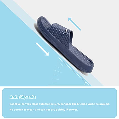 Funkymonkey Unisex-Child Shower Slides, Slip On Water Shoes For Boys And Girls (2 Little Kid, Navy) #TOP3