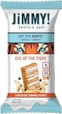 JiMMY! Protein Bar, Caramel Chocolate Nut, Eye of the Tiger, 12 Count - High Performance Energy Bar with Caffeine and Turmeric, Low Sugar, 25g of Protein, High Protein