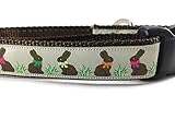 Easter Dog Collar, Caninedesign, Bunny, 1 inch Wide, Adjustable, Nylon, Medium and Large (Chocolate Bunnies, Large 15-22