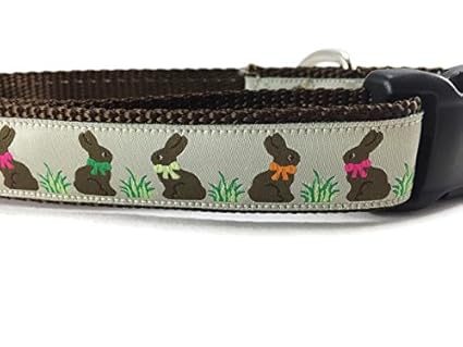 Easter Dog Collar, Caninedesign, Bunny, 1 inch wide, adjustable, nylon, medium and large (Chocolate Bunnies, Medium 13-19