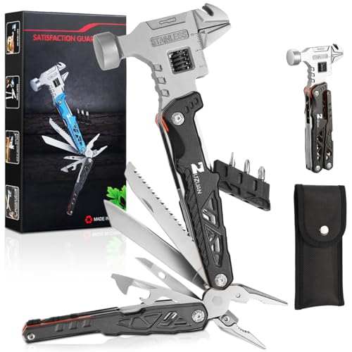 ZUZUAN 18 in 1 Multitool,Black,Professional Stainless Steel Multitool Pliers with Replaceable Alloy Steel Blades Wire Cutters,Bottle Opener,Apply to Survival,Camping & Hunting,for Father's Day gift