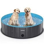 lunaoo Dog Paddling Pool Foldable Pet Swimming Pool, Portable Kiddie Pools for Kids, Outdoor Dog PVC Bathing Tub for Large Small Dogs, Light Blue, 80 x 20 cm