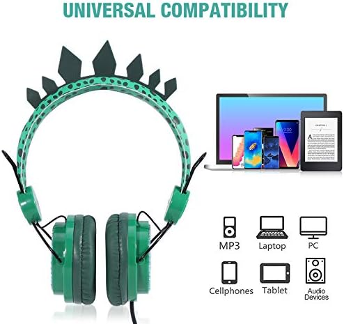 JYPS Kids Headphones, Dinosaur Wireless Headphones for Kids, Bluetooth Childrens headphones Over-ear with Mic for Boys, with Dinosaur Bag for School and Travel