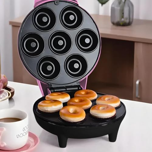 Máquina De Donuts Elétrica Dupla Face De Mini Donuts Faz 7 Donuts Antiaderente Portátil Para Lanche