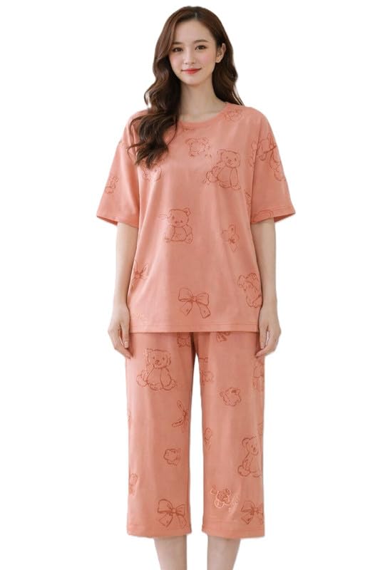 Women Relaxed Korean Style Night Set with Soft Lounge Top and Comfortable Sleep Bottoms-picture-27