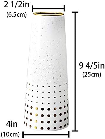 9.5" White Gold Finish Ceramic Flower Vase Home Decor Vase and Table Centerpieces Vase for Friends and Family, Christmas, Wedding, Bridal Shower
