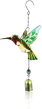 Hummingbird Decor with Bell, Hummingbird Wind Chimes, Hanging Bell Decorations for Yard, Garden, Home and Outdoor, Gift for Mom Green