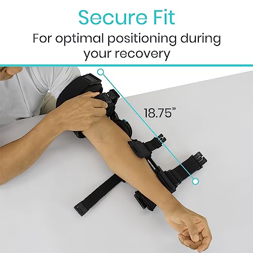 Vive Hinged Elbow Brace (Fits Left & Right) - Range Of Motion Support Sling Stabilizer For Dislocated Arm - Rom Adjustable Splint & Shoulder Strap - Post Tendon Injury & Surgery Pain Relief Recovery #TOP7