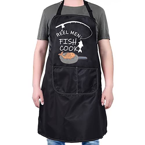 Pxtidy Funny Fishing Aprons Fisherman Gift Reel Men Fish And Cook Adjustable Apron For Men Fishing Lover Gifts #TOP16