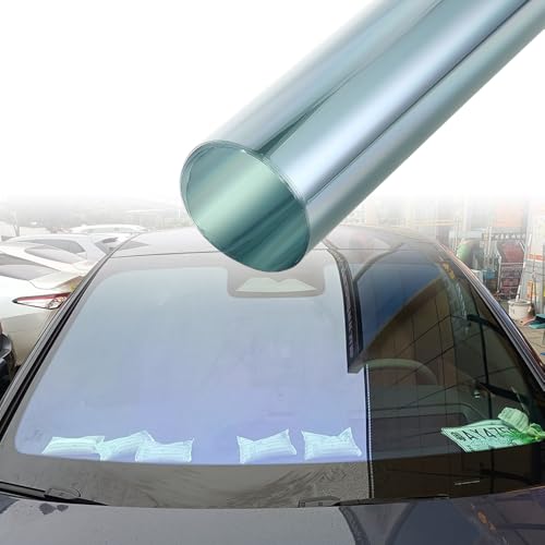 Blueshyhall Auto Tönungsfolie 80% VLT Hell Blau, Solarfolie UV-Schutz Auto Fenster Folie, Autofenster Wärmeschutz Sonnenschutzfolie für Heckscheibe Seitenfenster Dach Fenster Innen (50 x 300 cm)
