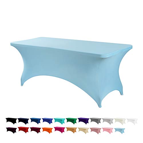 Image of Peomeise 6FT Spandex Table Cover Rectangular Stretch Spandex Tablecloth (Blue Mist,6FT)