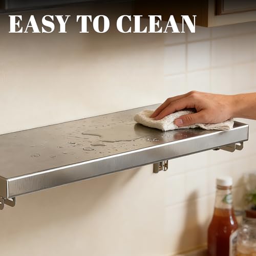Étagère murale robuste haute capacité de charge inox pour cuisine