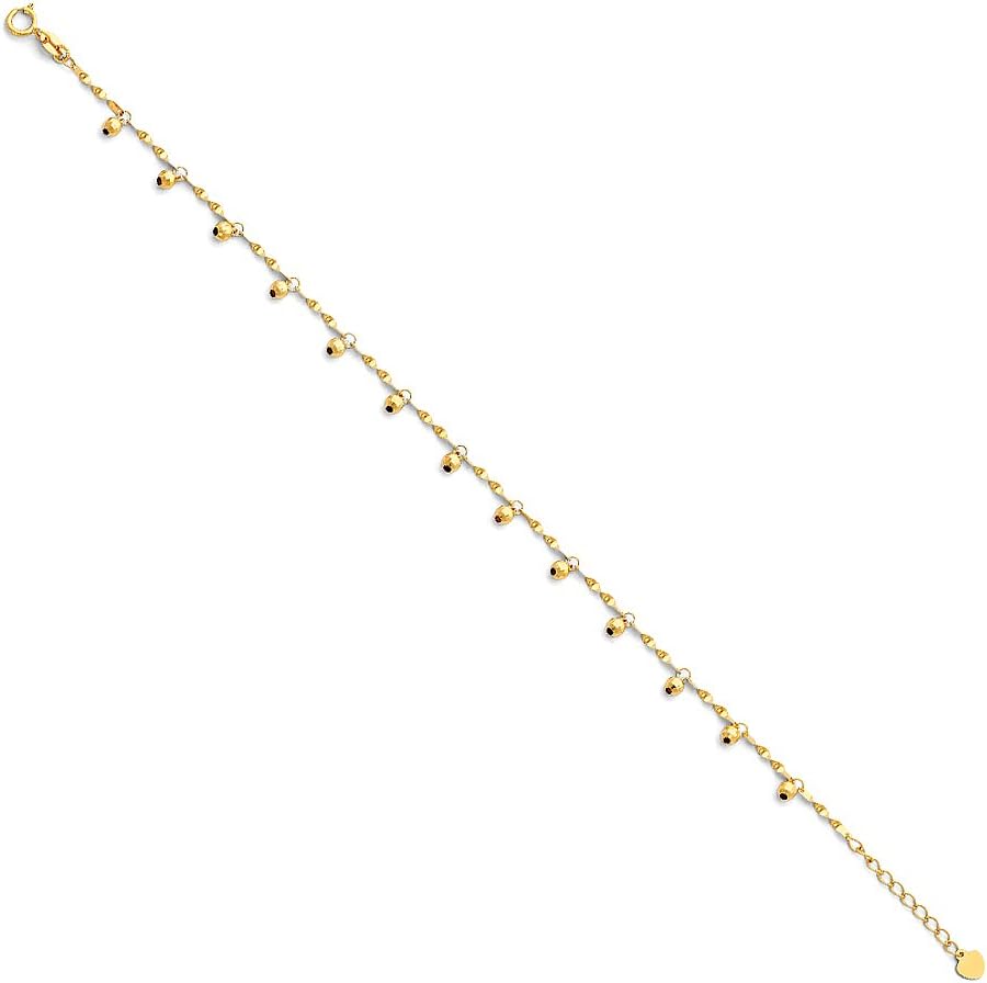 14k Yellow Gold Anklet with Spring Ring Clasp - 9+1"