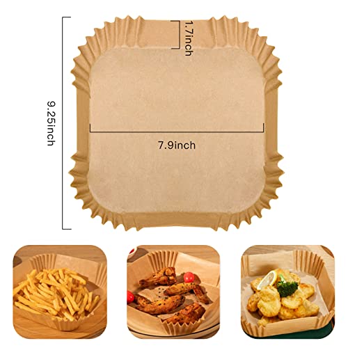 Gueicn 100Pcs Air Fryer Paper 7.9Inch Baking Disposable Liner Anti Stick Air Fryer Parchment Paper Food Grade Baking Paper For Roasting Oven (Square) #TOP1