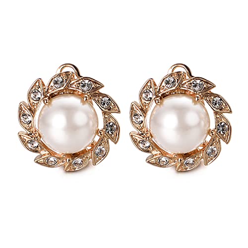 Jolchif Cz On Pearl Clip On Earrings For Women Non Pierced Ear 18K Rose Gold Plated Clip On Wedding Earrings Jewelry Gifts #TOP2