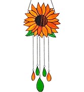 Marwey Sunflower Stained Glass Window Hanging, Sunflower suncatchers for Windows, Sunflower Art S...