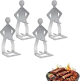 4pcs Funny Man Shaped BBQ Hot Dog Holder, Stainless Steel Sausage Roaster Stand for Grill, Camping and Picnic or Portable Gas Grill Rack Accessories, Kitchen BBQ Tools