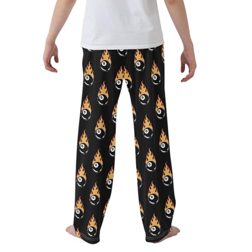 CaTaKu Boys Flame Billiard Balls Pants for Boys Girls Wide Leg Sweatpants Kids Long Bottoms with Pockets Size 6-14Y2