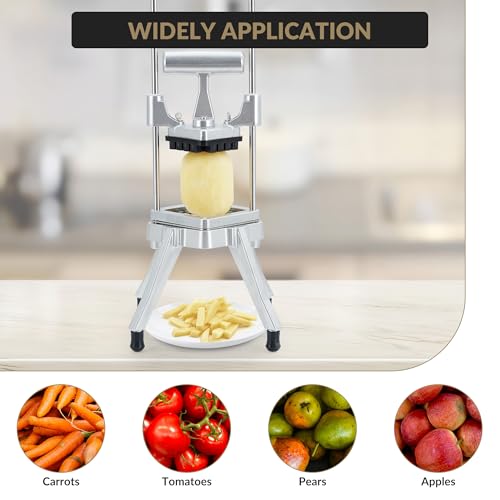 Commercial Vegetable Chopper, with 4 Stainless Steel Blades (1/4", 3/8", 1/2" & 6-Wedge Slicer), Ergonomic Handle, Non-Slip Feet, Easy Cleaning, French Fry Cutter Manual Dicer Slicer by PeakPursuit - Used condition - Image 3