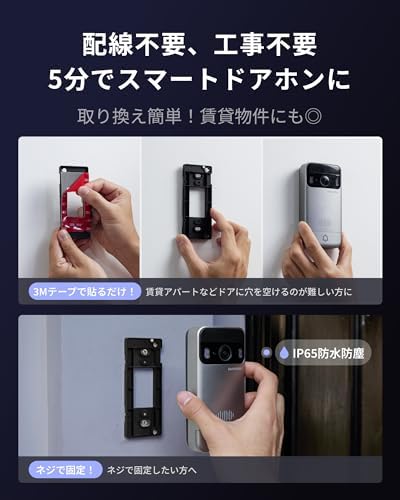 Amazon.co.jp: 電話ドアベル双方向音声会話 遠隔確認 広角 工事不要