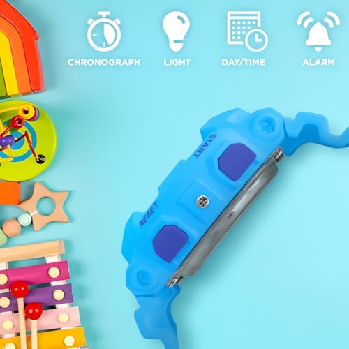 Image of Carlington Kids Digital Watch for Boys and Girls Age 3 to 14 Years Multicoloured Band with Alarm and Date Display - 9121