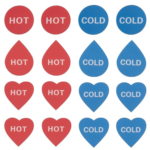 PLIGREAT 8 paia di adesivi caldi e freddi per doccia, 3 stili, autoadesivi, in acrilico, per cucina, bagno, bagno, casa, hotel, ristorante, impermeabili, adatti alla temperatura dell'acqua