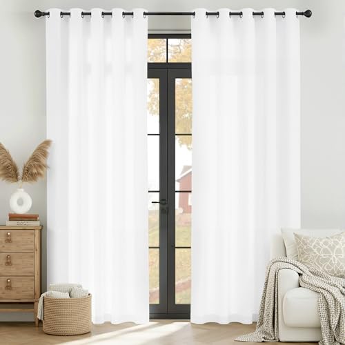 RYB HOME Sliding Glass Door Curtains 96 inches Long, Semi