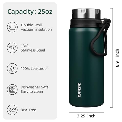 Image of BJPKPK 25oz Insulated Water Bottle, Stainless Steel Bottle with Handle | Vacuum Insulated Bottle with Leak-Proof BPA-Free Design, Keeps Drinks Cold & Hot for Gym, Office, Travel & Daily Use