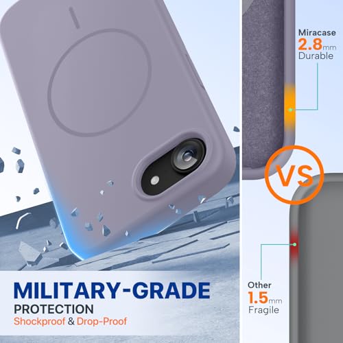 Image of Miracase Magnetic for iPhone 17e Case & iPhone 16e Case, [Soft Anti-Scratch Microfiber Lining], Compatible with MagSafe, Silicone Shockproof Protection Phone Case for iPhone 17e /16e, Lavender Gray