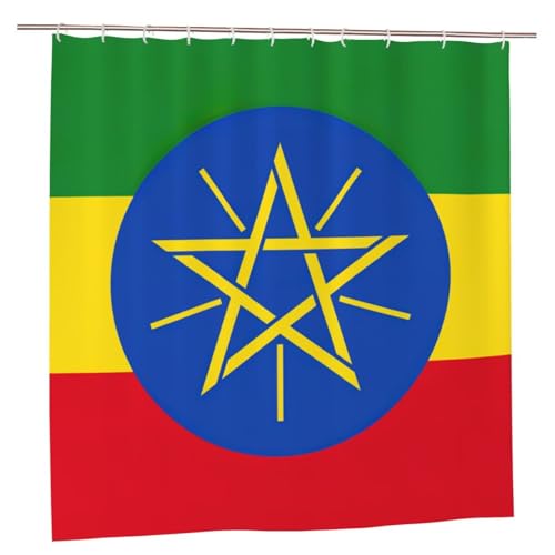 Rideau de douche Éthiopie en polyester de 183x183 cm avec 12 œillets