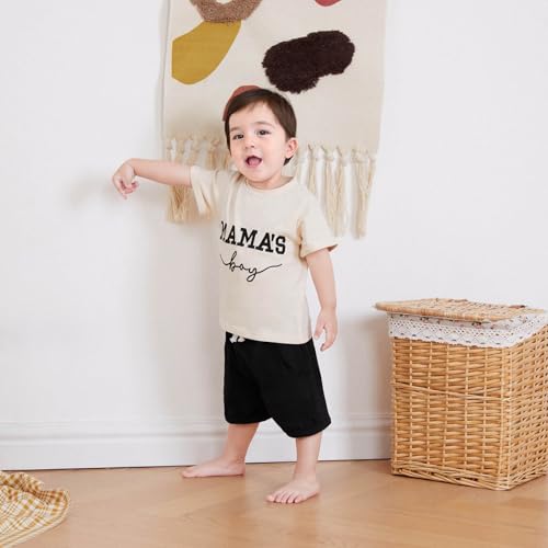 Toddler Baby Boy Summer Clothes Mamas Boy Embroidery T-shirt Top Elastic Waist Short Set Newborn Infant Boy Outfits4