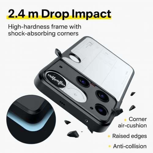 Image of Hybrid Clear Case for Nothing Phone 3, Hard PC+TPU Shockproof, Anti-Yellowing Cover with Camera Protection (Matte Black)