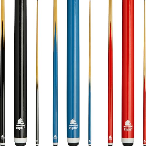 PowerGlide Snooker Cue Stick for Junior Players | Original | Poplar Shaft with Painted Hardwood Butt | 10mm Tip | Assorted Weights | 48" Long