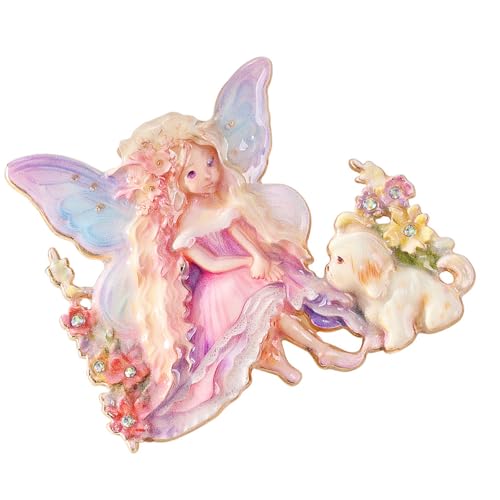 Stylish Cartoon Fairy Girls Brooch with Creative Puppy Accent Special Occasion Decoration Accessory Childlike Lapel Pin