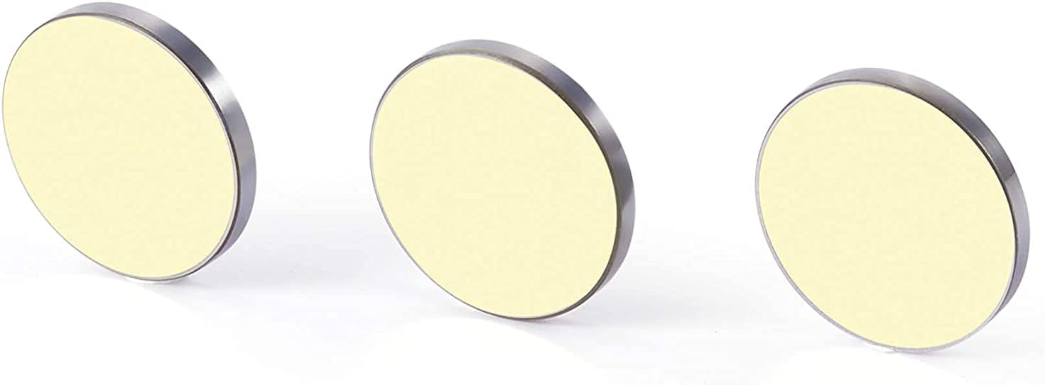 OMTech Laser Cutting Mirror Set, 25mm Gold Coated Silicon Replacement for CO2 Engraving Machines, 3mm High Transmittance Si Mirrors for 50W to 200W Engravers, Set of 3