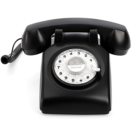 Teléfono fijo rotativo retro Dicunoy estilo clásico negro