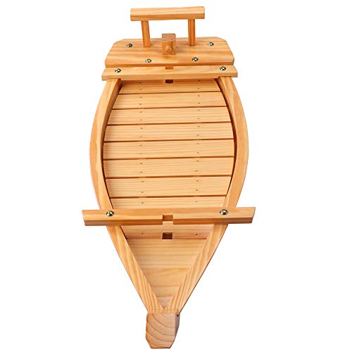 Kichgather 27.6“ Wooden Sushi Serving Tray Boat Plate for Restaurant or Home