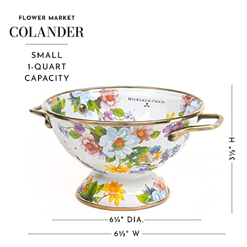 Mackenzie-Childs Flower Market Enamel Colander, Kitchen Sink Strainer, Small, White #TOP3