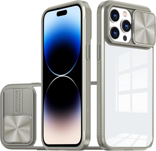 Dqtaoply Hülle für iPhone 14 Pro Handyhülle mit Slide Kameraschutz, Transparent [Nie Vergilbung] Stoßfest Kratzfest Anti...