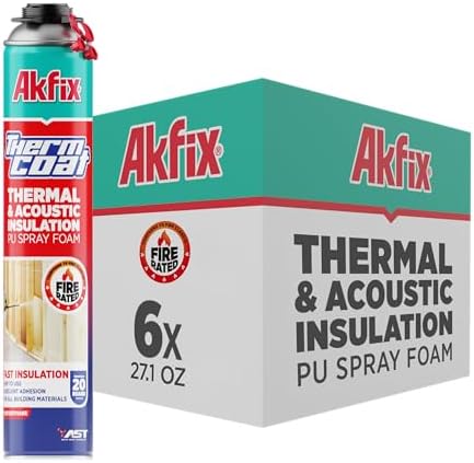 Akfix Thermcoat Closed Cell Spray Foam Insulation 120 Board Feet - Polyurethane Expanding Foam for Wall and Attic, Heat&Acoustic Insulation, Dispensing Spray Foam Gun&Cleaner NOT Included | 6 Pack
