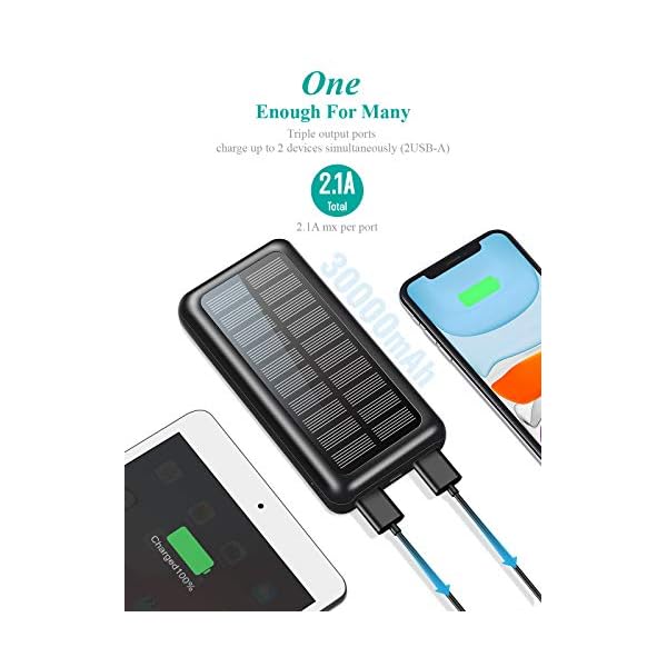 Power-Bank-Soxono-Solar-Charger-30000-mAh-Slimmest-and-Lightest-Portable-Charger-2-USB-Ports-High-Speed-Panel-External-Battery-for-iPhone-Samsung-Galaxy-and-More SOXONO Portable Charger Power Bank - 30000mAh Solar Charger, 2 USB Ports High-Speed Panel External Battery Pack for iPhone, Android and More