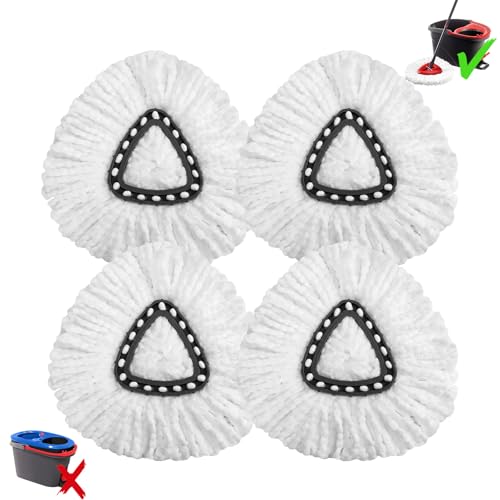 4 Pack Mop Heads Replacements, EasyWring Mop Head Refills for Ocedar Mop Systems, Microfiber Swivel Mop Replace Heads, Deep Cleaning Machine Washable and Easy to Replace