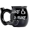 Wake and bake coffee mug novelties ceramic cup fathers day gift black  urban country home decor