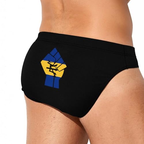 Barbados Flag Resist Mens Swim Briefs Bikini Sexy Low Rise Trunks Swimsuit Bathing Suit Beach3
