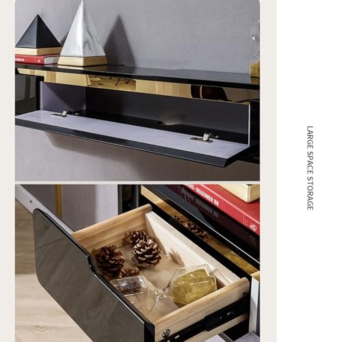 Console TV murale haut de gamme avec double rangement suspendu