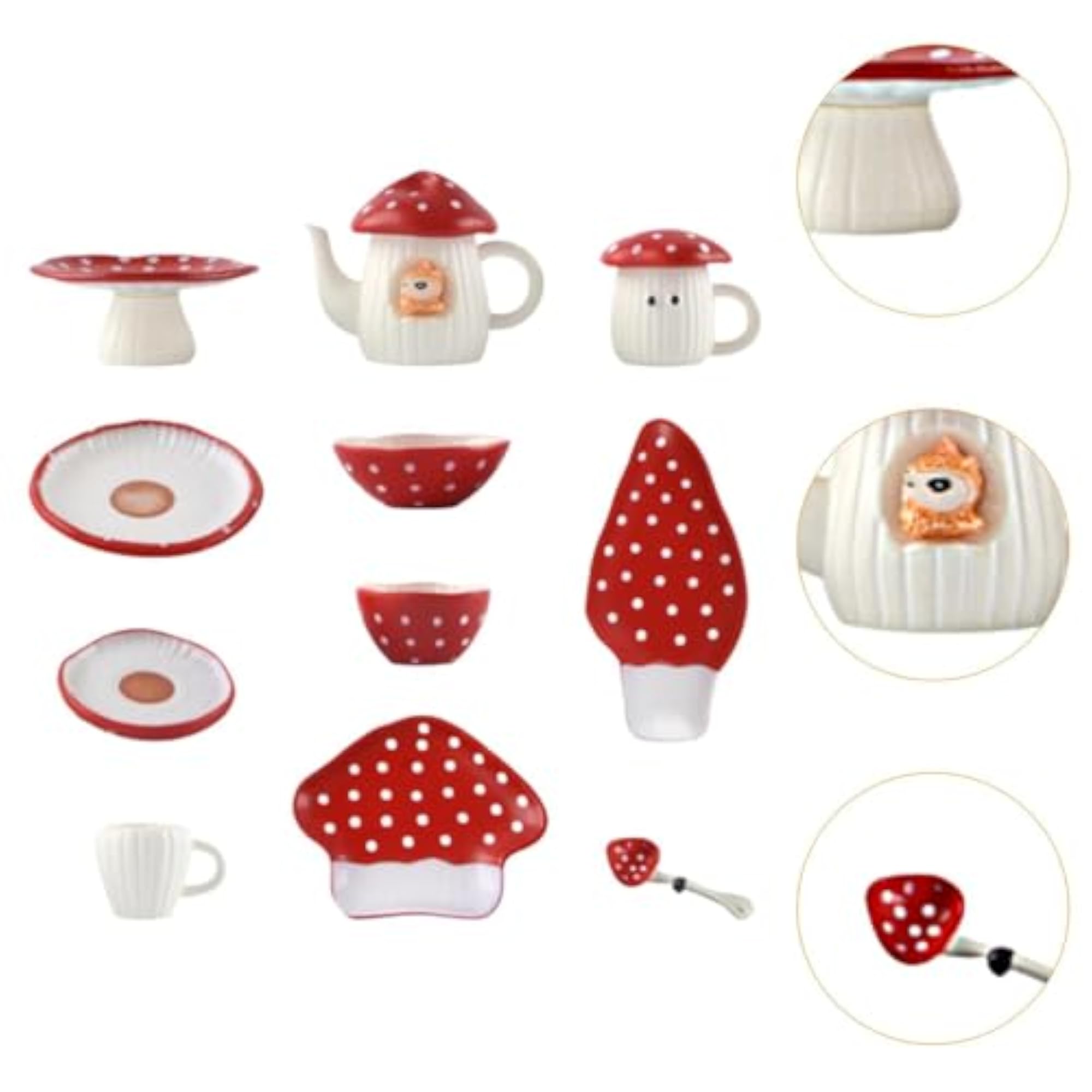 Dollhouse Mushroom Tableware 1:6 Scale