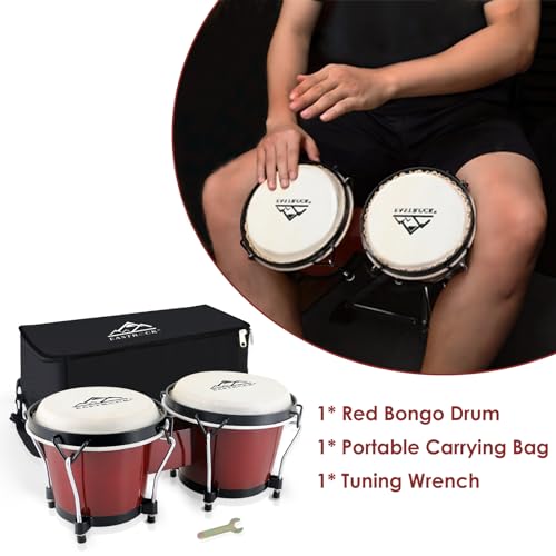 image for EASTROCK Bongo Drum 6” and 7” Bongos Set for Adults Kids Beginners